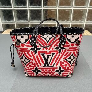 Louis Vuitton Neverfull MM Red and Black Geometric Totes